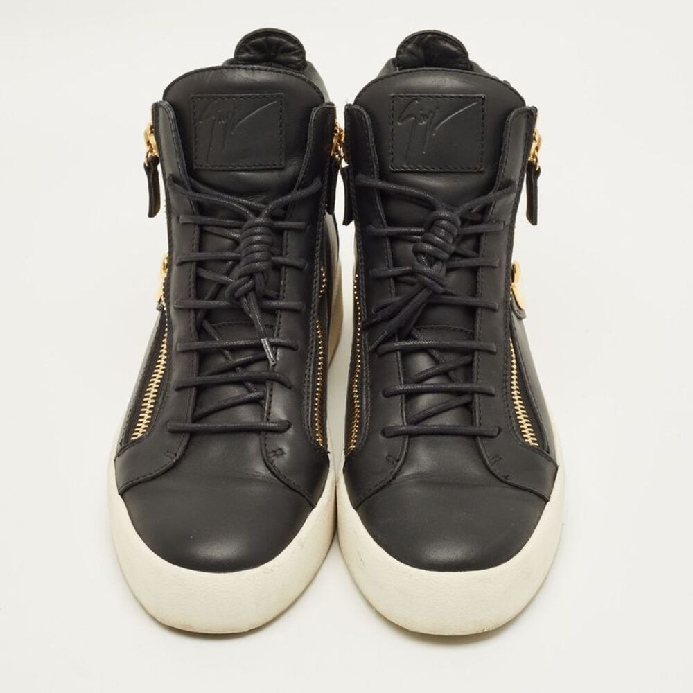 Giuseppe Zanotti Size 43.5 Black Leather Wings Double Side Zip High Top Sneakers - Picture 3 of 7